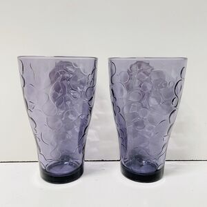 2x IKEA Purple Drinking Glasses Tumblers Texture Set Of 2 Glasses 5.6” FRANCE